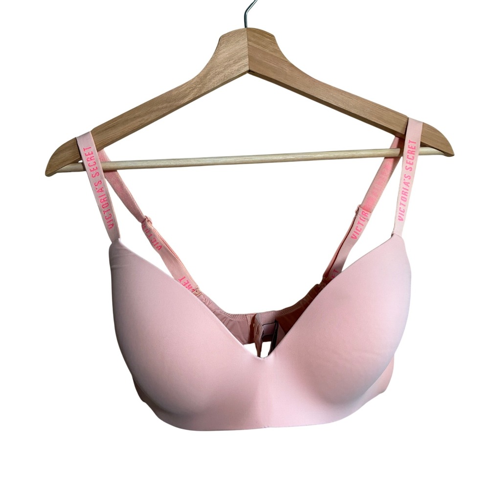 Victoria's Secret T-Shirt Lightly Lined Wireless Bra 36D Pink Women Logo Strap